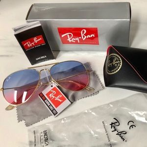 Gradient Blue/Red Aviator Ray-Ban Sunglasses